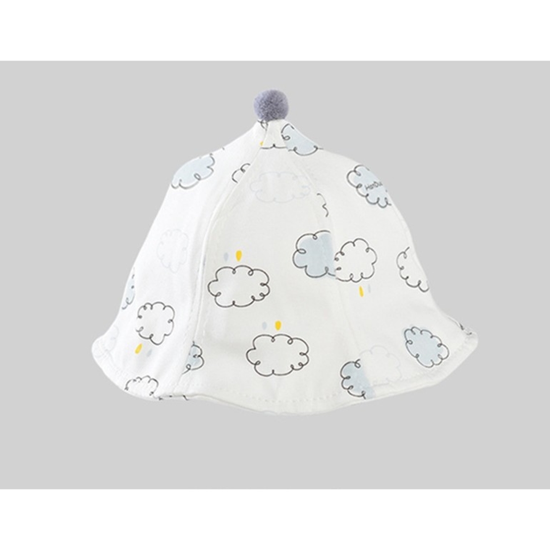 Palarie de Protectie pentru Bebelusi, Vafy, Model cu Norisori Albastri, Pescareasca, de Primavara si Toamna, cu Masca si Fermoar, 42 cm, pentru 0-3 Luni, Bleu