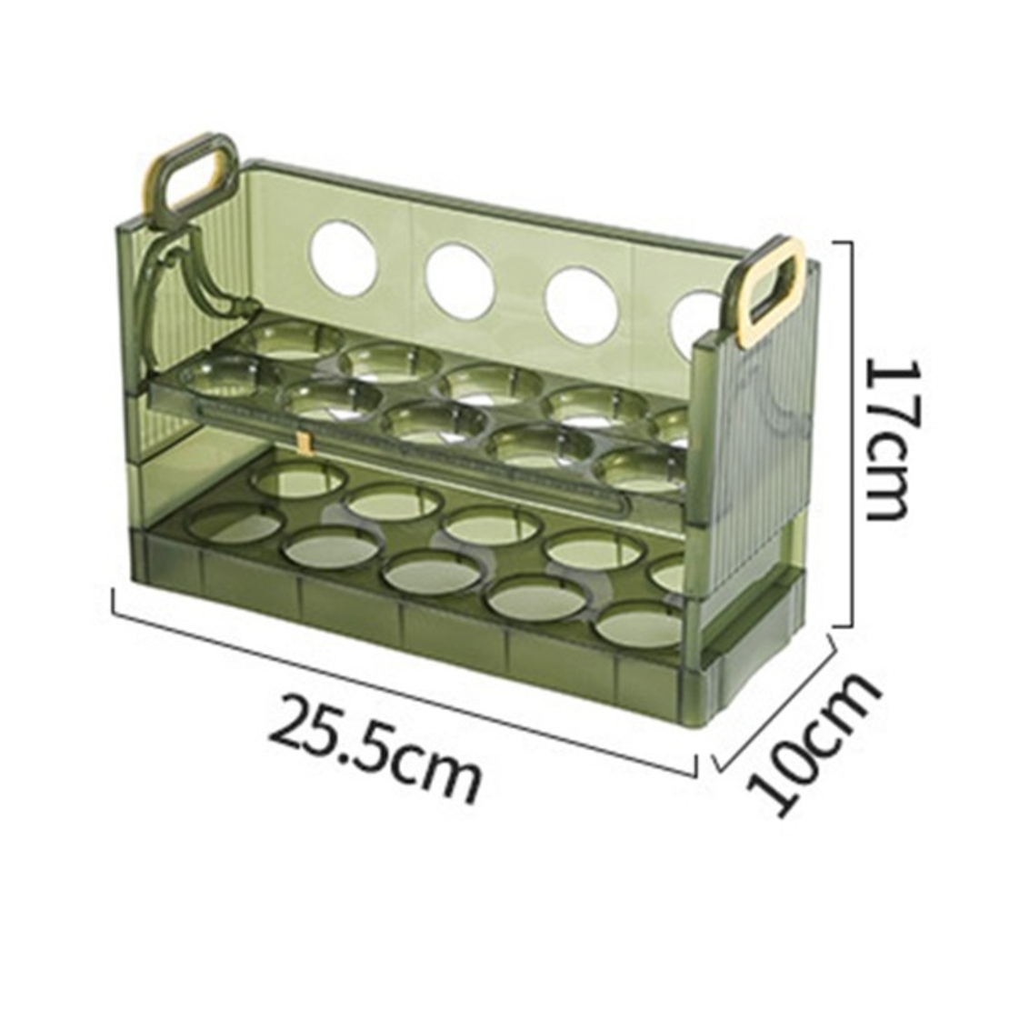 Suport - Organizator pentru Oua in Frigider, Flippy, pentru 20 de oua in 2 Straturi, din Plastic 25.5 x 10 x 17 cm, Verde Transparent