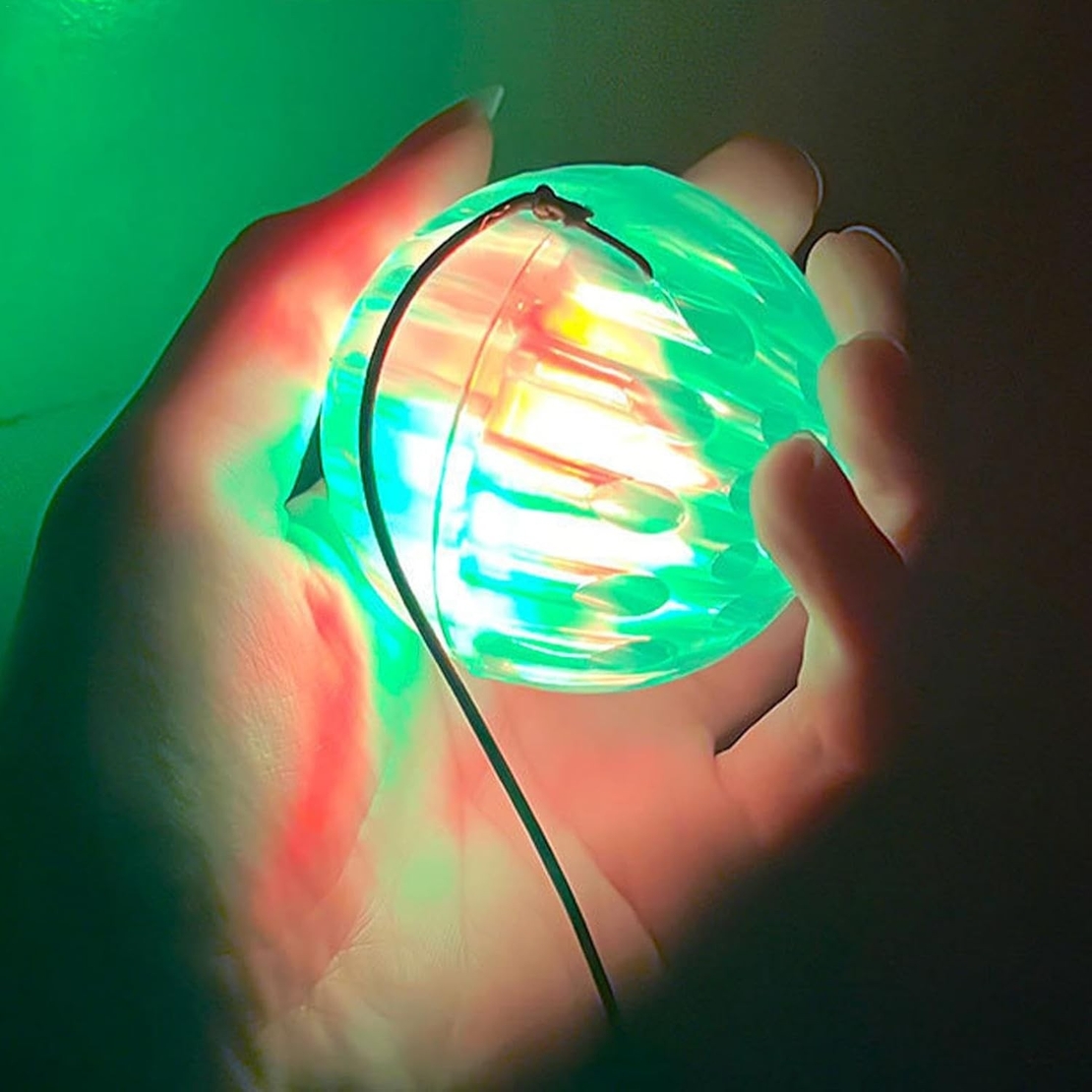 Jucarie Interactiva, Flippy, Minge Saltareata Crystal Ball, cu Banda Elastica, 6 cm, +7 Ani, din Plastic, Albastru
