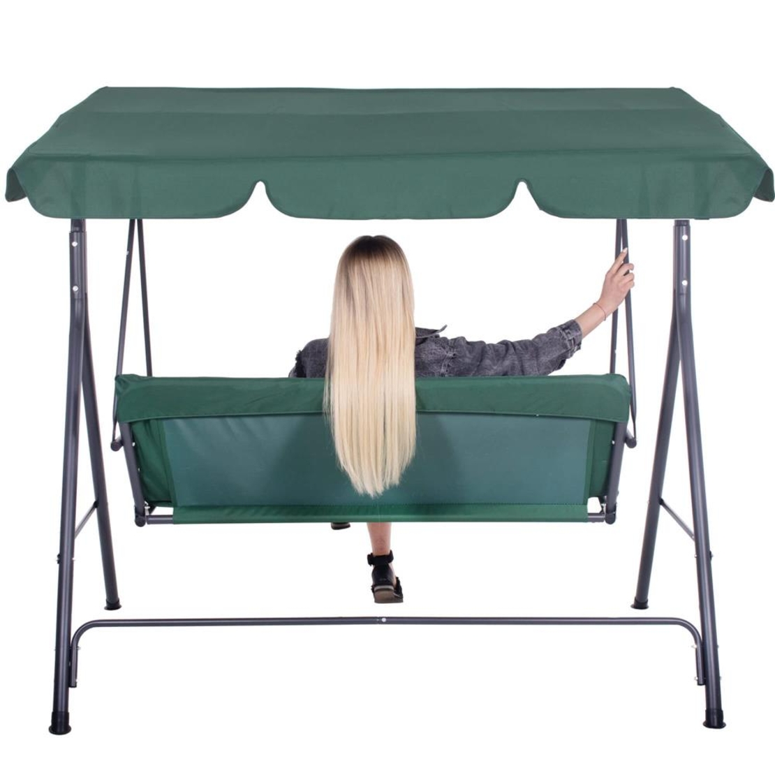 Leagan Balansoar Sersimo Luna cu Pernite pentru Terasa sau Gradina, 3 locuri, 220kg, verde