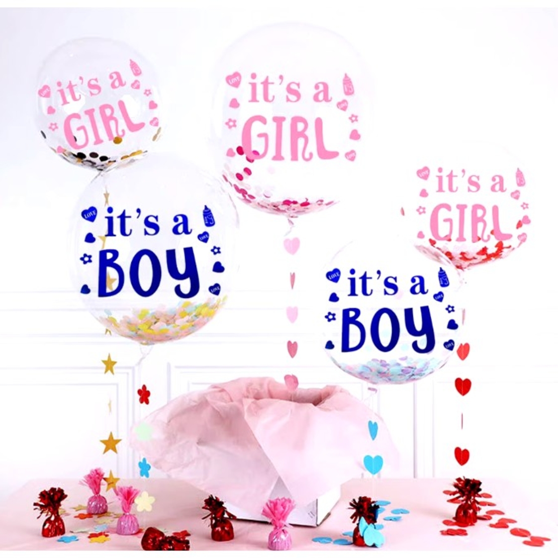 Sticker Autocolant, Vafy, Tematica Gender Reveal, Model Scris It's a Girl, 19.5x27.5 cm, Roz