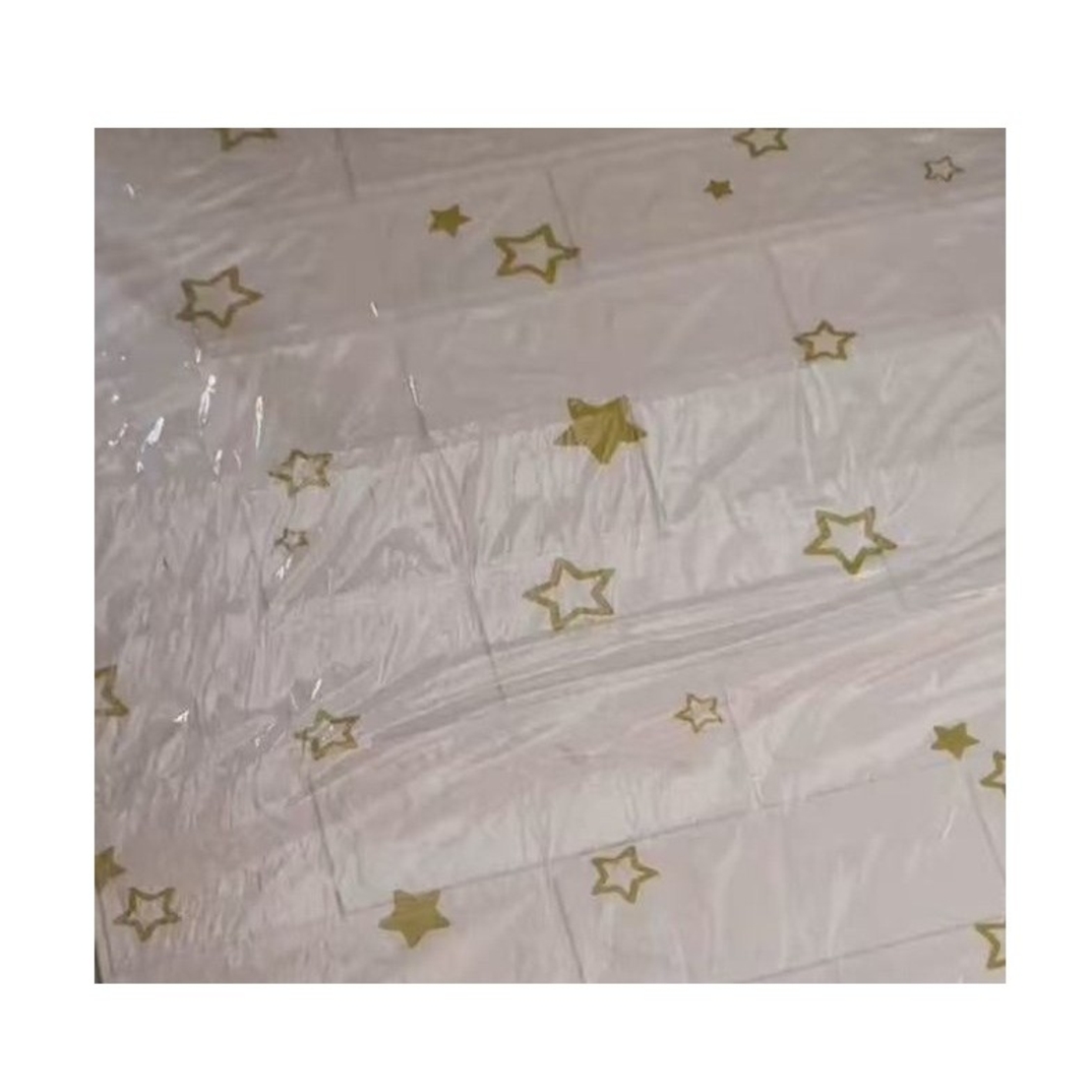 Set 10 Placi de Tapet, Vafy, Autoadezive, 70 x 77 cm, Suprafata Acoperita 5.3 mp, din PVC, Model Stelute Aurii, Alb