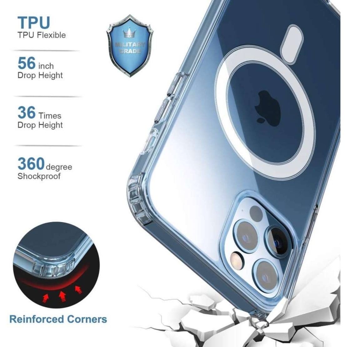 Husa protectie Vafy compatibila cu Apple iPhone 12 Mini Mag Safe Silicone Transparent