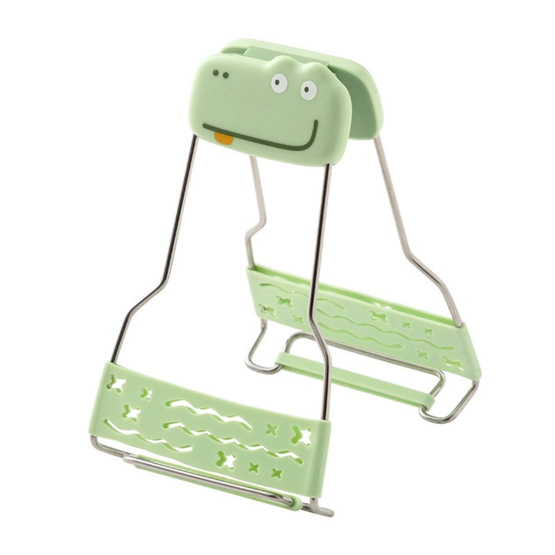 Clema pentru Boluri Creativa, Flippy, Anti-Alunecare, din Silicon, de Uz Casnic, Rezistent la Temperaturi Inalte, Model Animat, 19x12 cm, Verde
