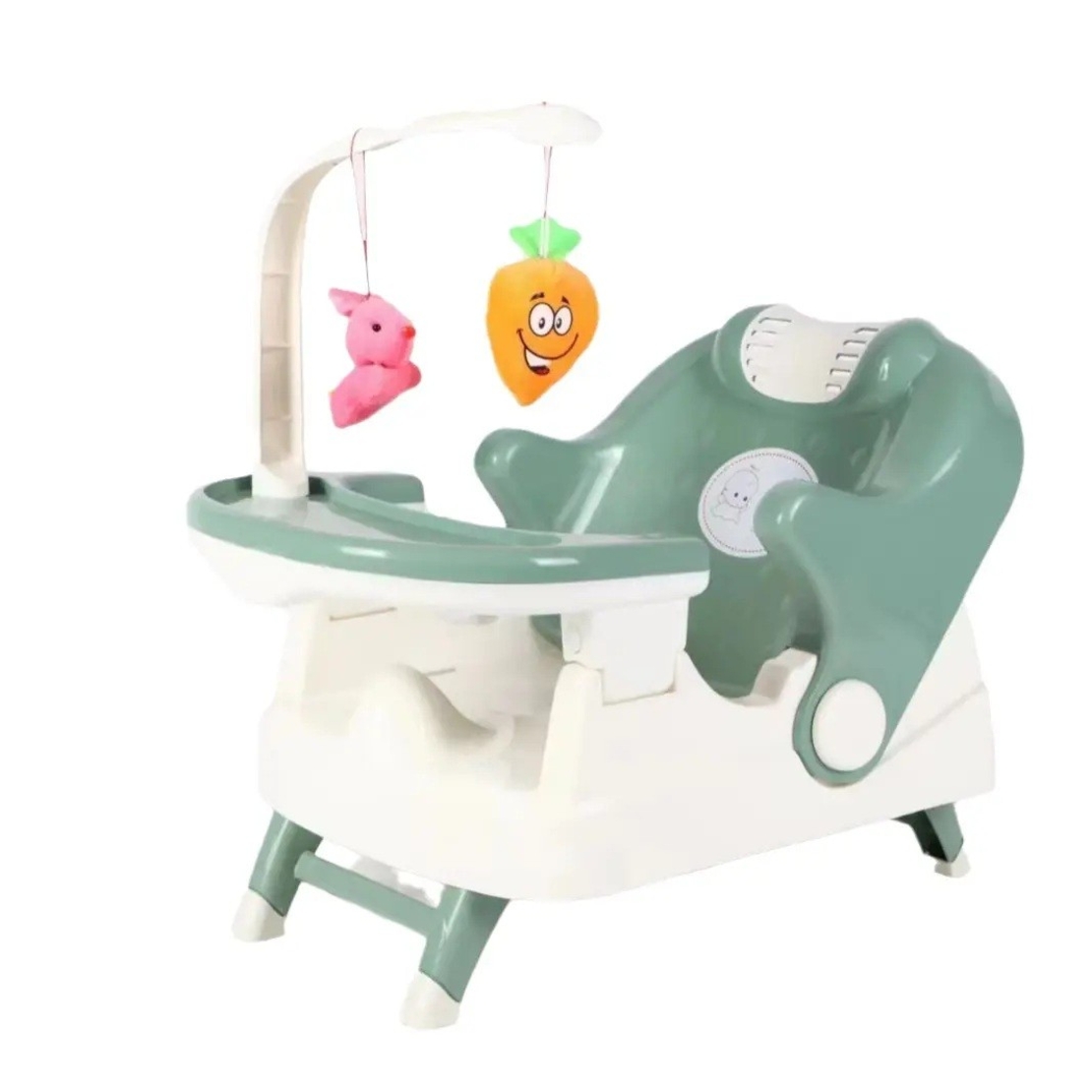 Scaun pentru Copii 2 in 1, Flippy, pentru Servit Masa si pentru Baie, Multifunctional, Pliabil, Portabil, din Plastic, Spatar Reglabil, 58 x 39 cm, Verde Deschis