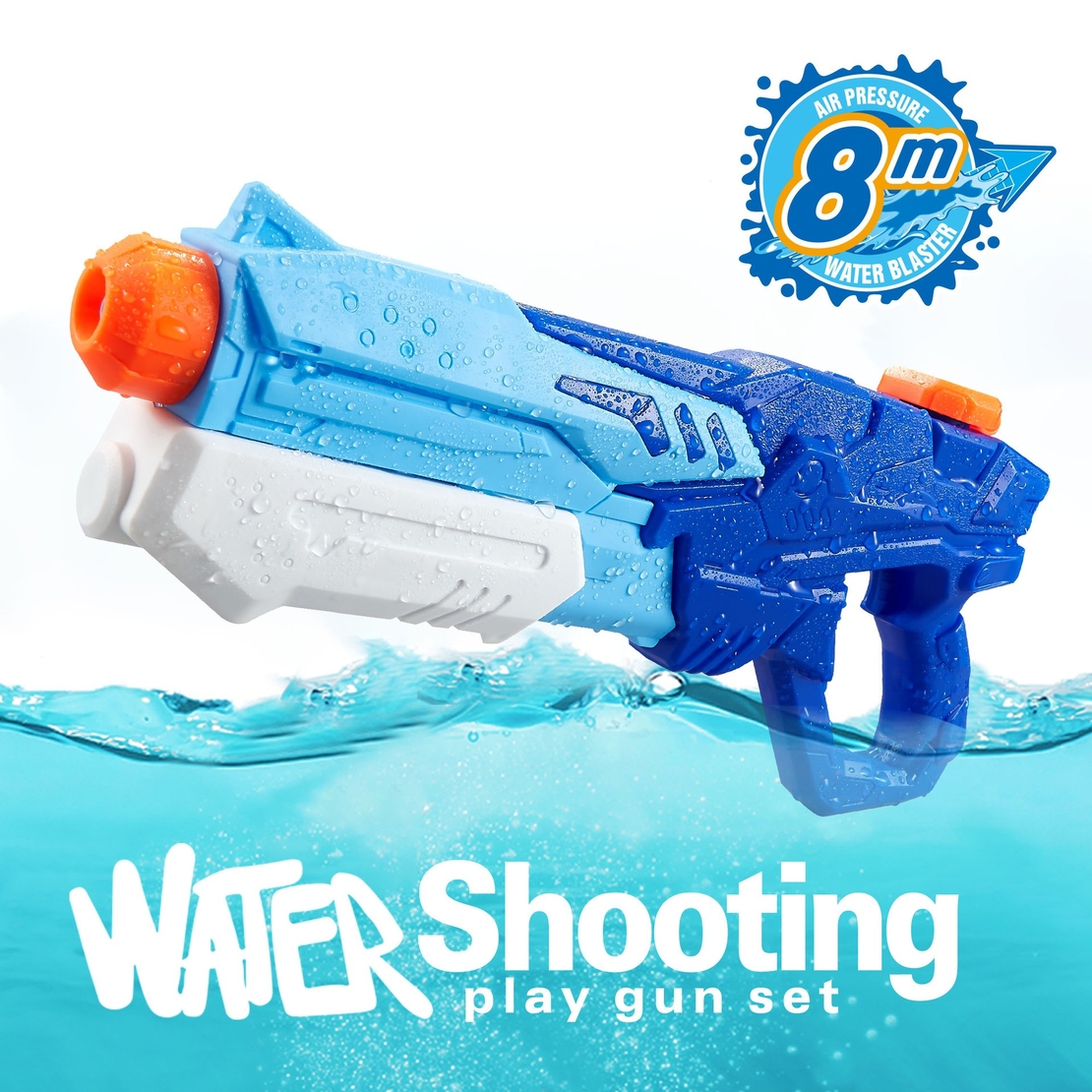 Pistol cu Apa pentru Copii, Rezervor, Pentru Piscina/Plaja, Flippy, 6ani+, Albastru, 600ML
