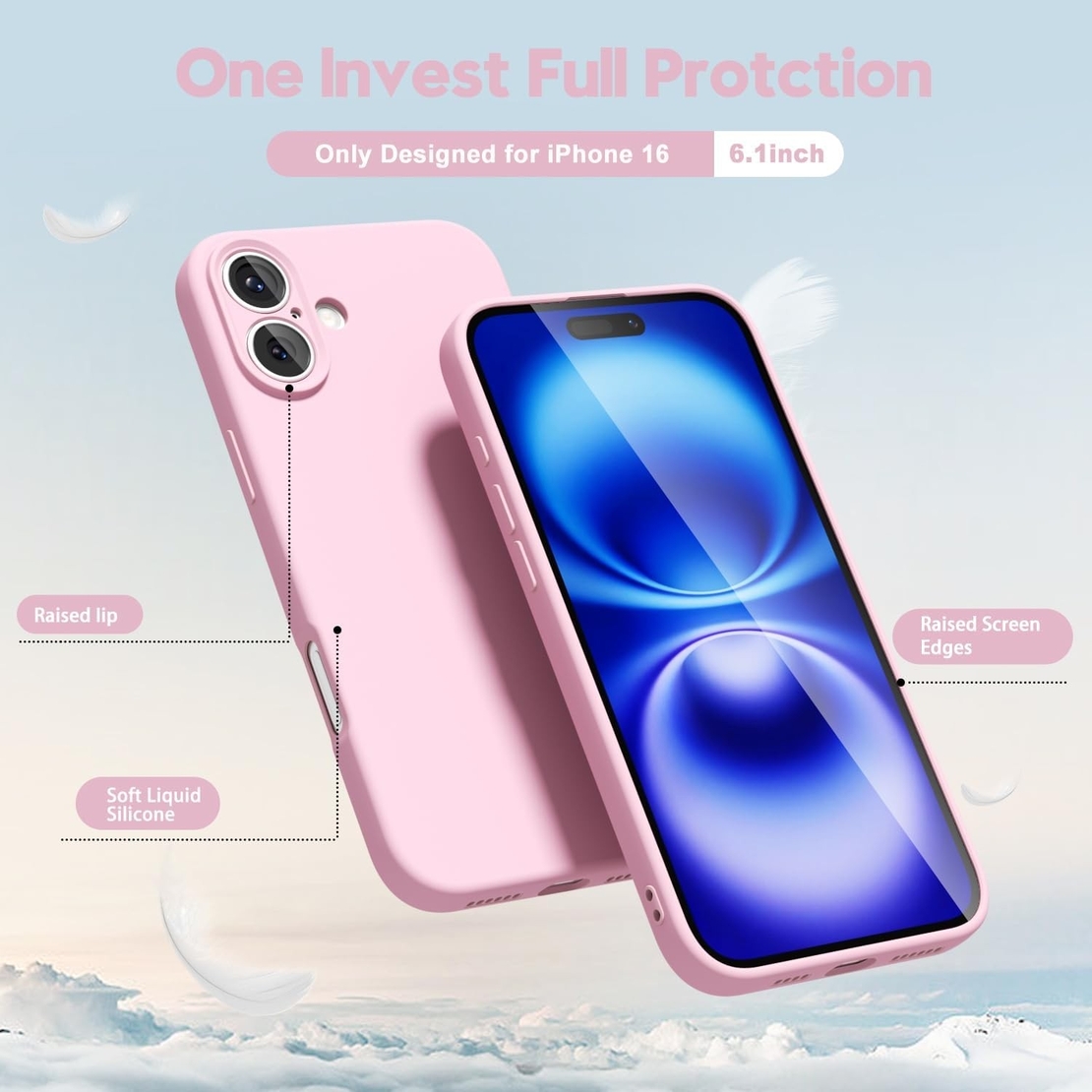 Husa de Protectie Matte TPU, Vafy, pentru Apple iPhone 16, Protectie Camera, Antisoc, Antizgariere, Antialunecare, Acoperire Completa, Roz