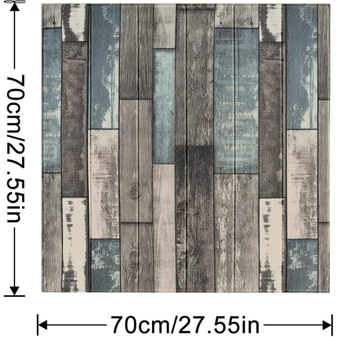 Set 10 Placi Tapet 3D, Vafy, 70 x 70 cm, Grosime 3 mm, din Rasina, Tip Placi de Lemn, Suprafata Acoperita 4.9 mp, Gri/Albastru