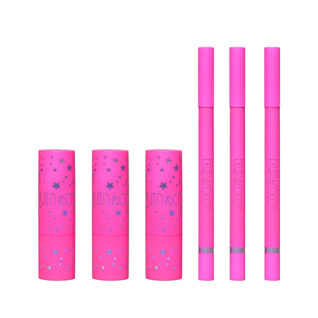 Set de Buze, KEVIN & COCO, Stay Wild, 3 Lip Stick-uri si 3 Creioane de Buze, 16.1 x 16 x 2.6 cm, Nuante Calde