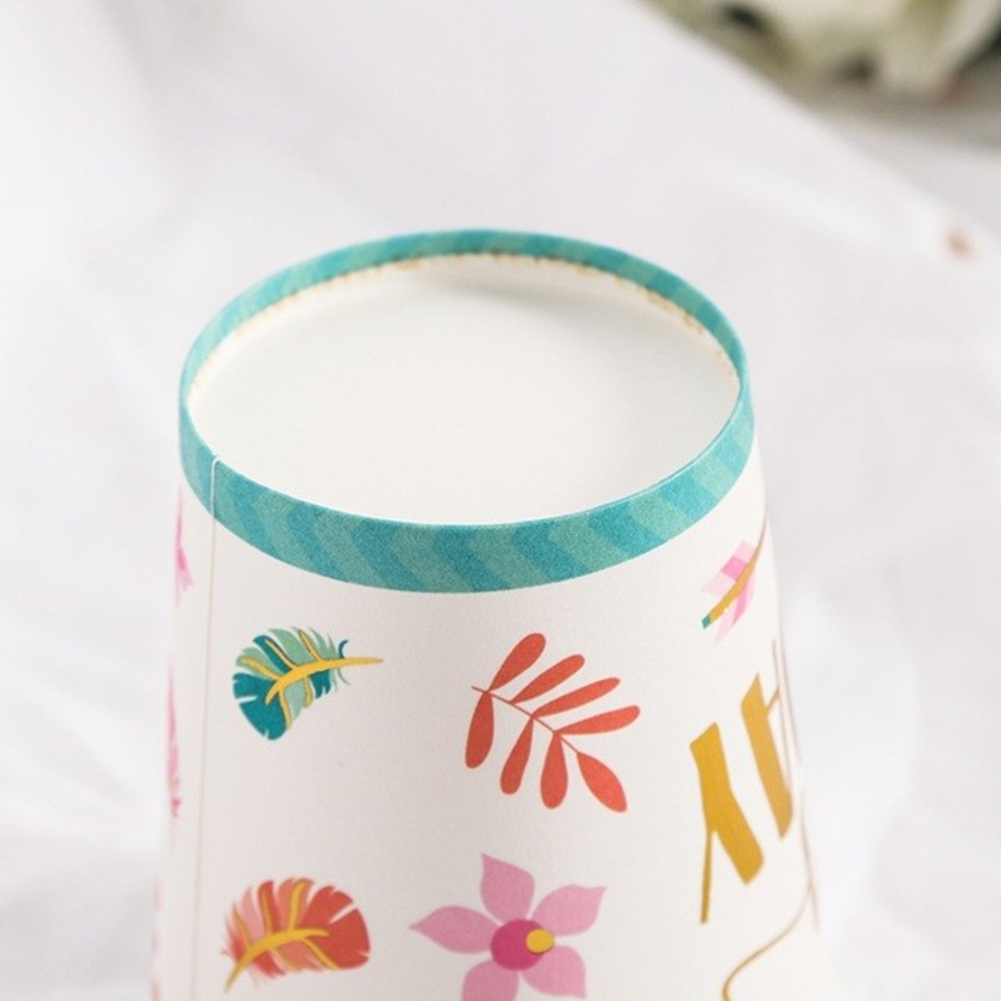 Set 10 Pahare, Flippy, Imprimeu Happy Birthday Gold, din Carton, 250 ml, 7.5 x 8.5 x 5.2 cm, Multicolor