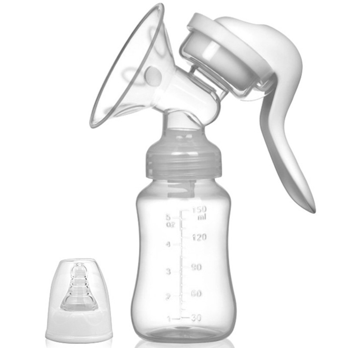 Pompa de San Manuala Multifunctionala, Flippy, Portabila, cu Tetina pentru Biberon, Anti-Scurgere, Anti-Reflux, 18.5x6 cm, 150 mL, Silicon, Recipient