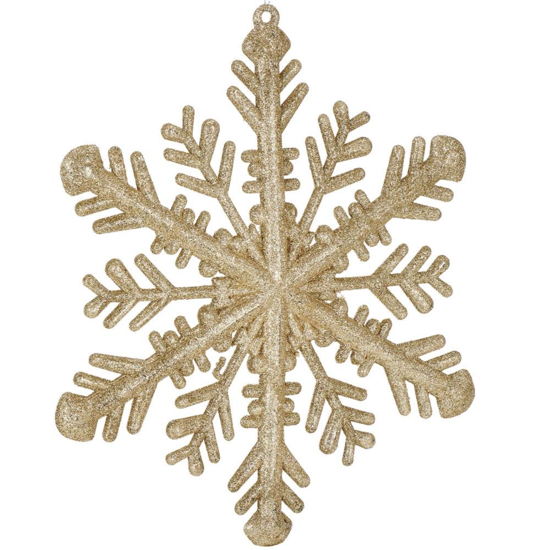 Decoratiune brad fulg de zapada, 30cm, auriu cu sclipici