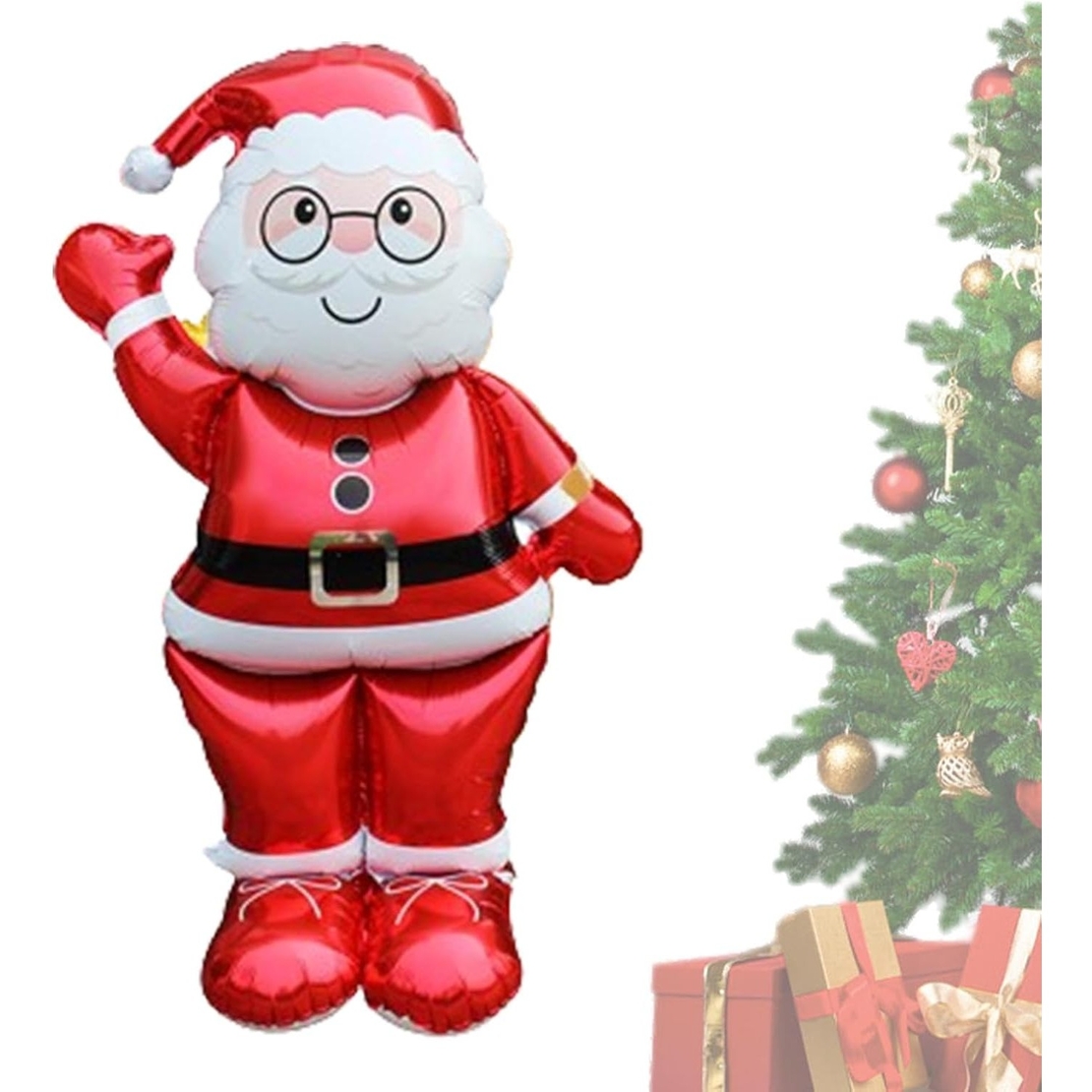 Balon Mos Craciun, Vafy, din Folie de Aluminiu, 90 x 155 cm, Rosu