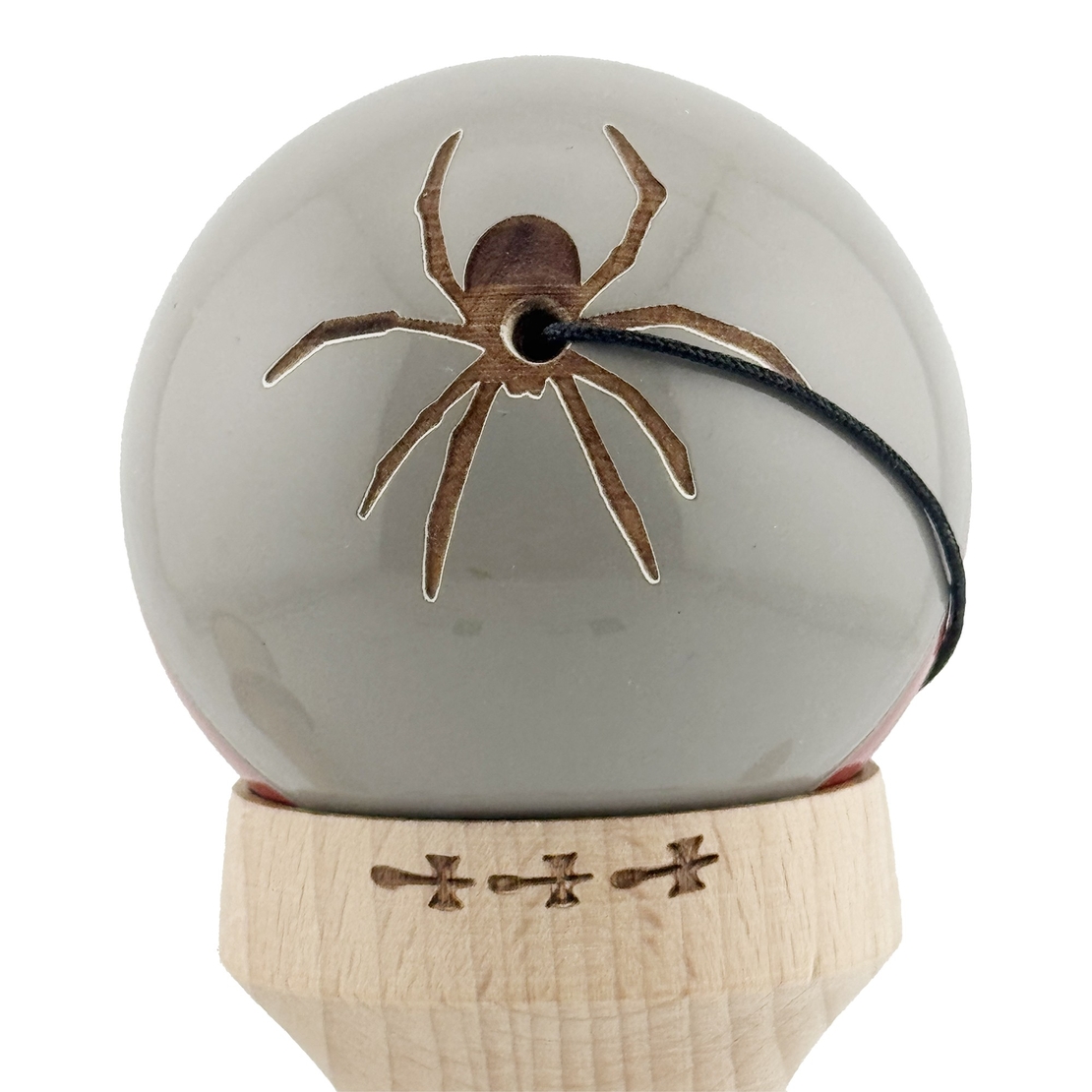 Kendama X Originala Silken, Profesionala, Flippy, Cupe Mari KING SIZE V3, Super Sticky, Gaura in Baza, Rulment Metalic, din lemn 18 cm, Ata 62/65 cm, Ice Gri