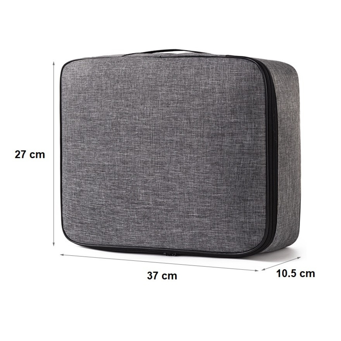Geanta pentru Depozitare Acte si Documente, Flippy, 1 Compartiment mare cu Curele Interioare, Impermeabila, 37 x 10.5 x 27 cm, Gri