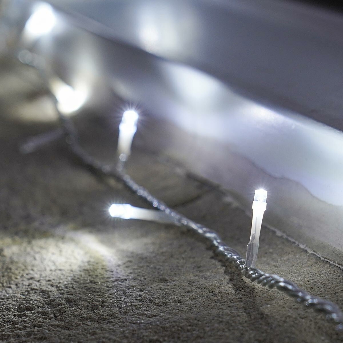 Instalatie de Craciun cu Baterii Tip Liniar, 2 jocuri de lumini, Fir Transparent 3 m 30 LED -uri, Alb Rece