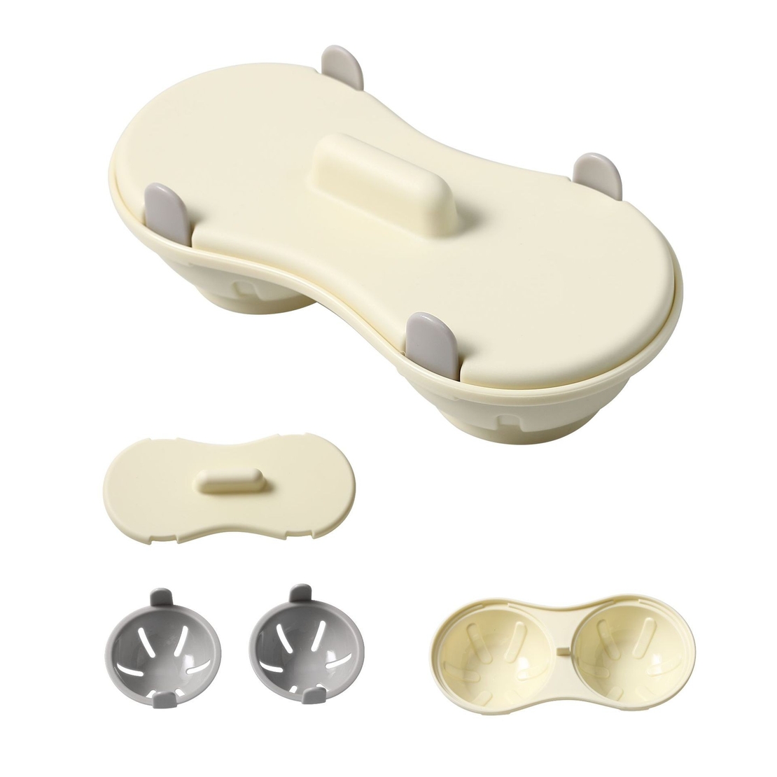 Recipient Dublu pentru Oua, Flippy, din Plastic , pentru Gatit la Microunde, 22 x 11.8 x 8 cm, Gri