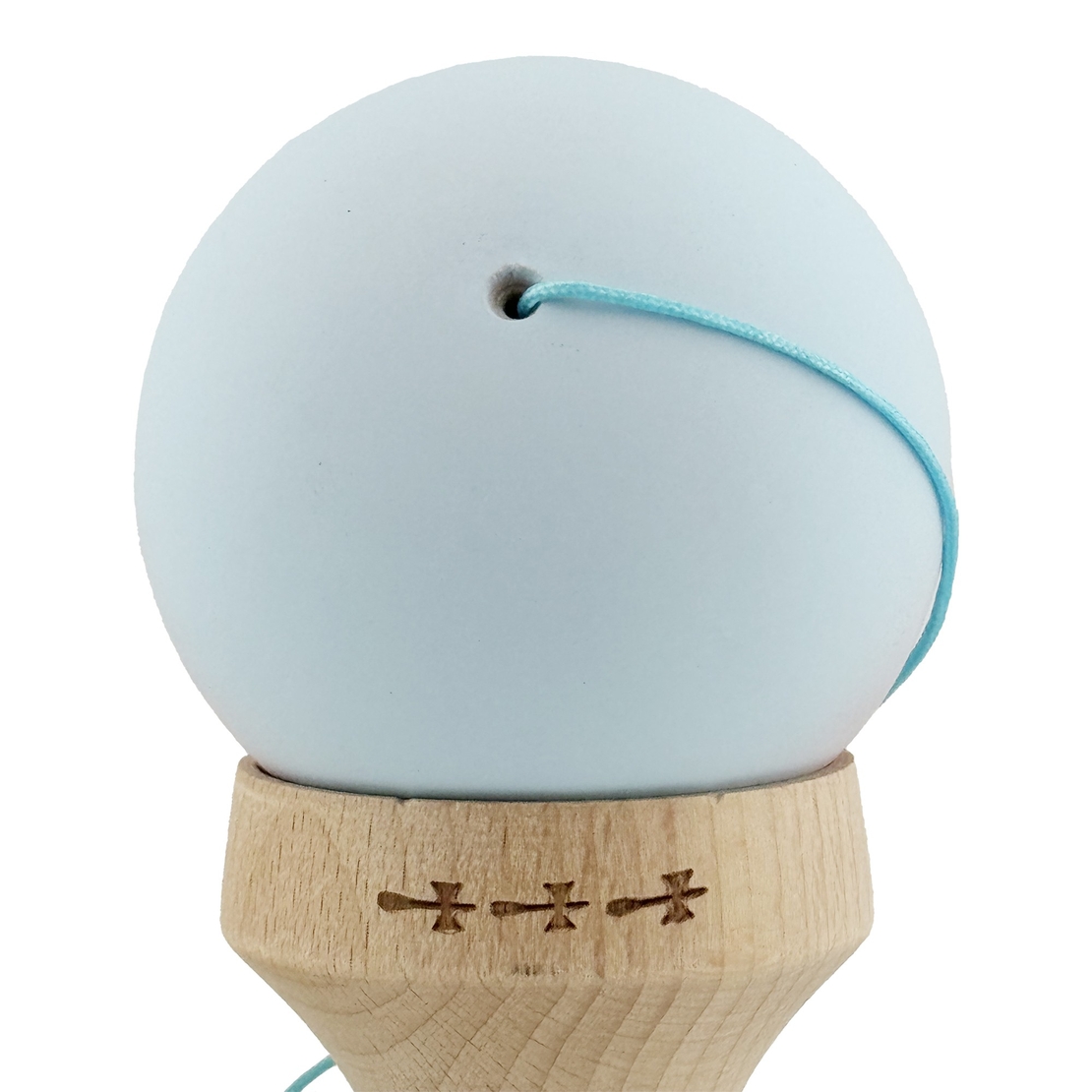 Kendama X Originala, Profesionala, Flippy, Cupe Mari KING SIZE V3, Rubber Grip, Gaura in Baza, Rulment Metalic, din lemn 18 cm, Ata 62/65 cm, Gradient Albastru deschis/Roz