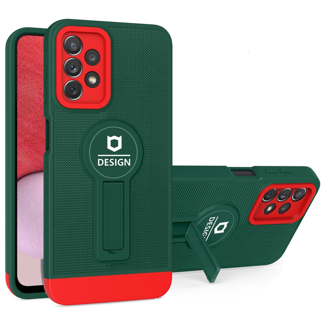 Husa Armor Design cu Stand pentru iPhone 11, Verde/Rosu, Suport Auto Magnetic, Wireless Charge, Protectie Antisoc, Vafy