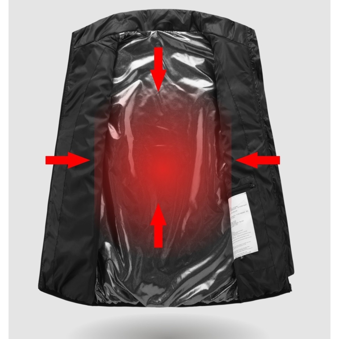 Vesta Inteligenta Incalzita, Vafy, Unisex, 2 Zone de Incalzire, Umplutura Bumbac, 3 Trepte de Temperatura, Incarcare USB, Negru, 45 - 50 kg, Marime M