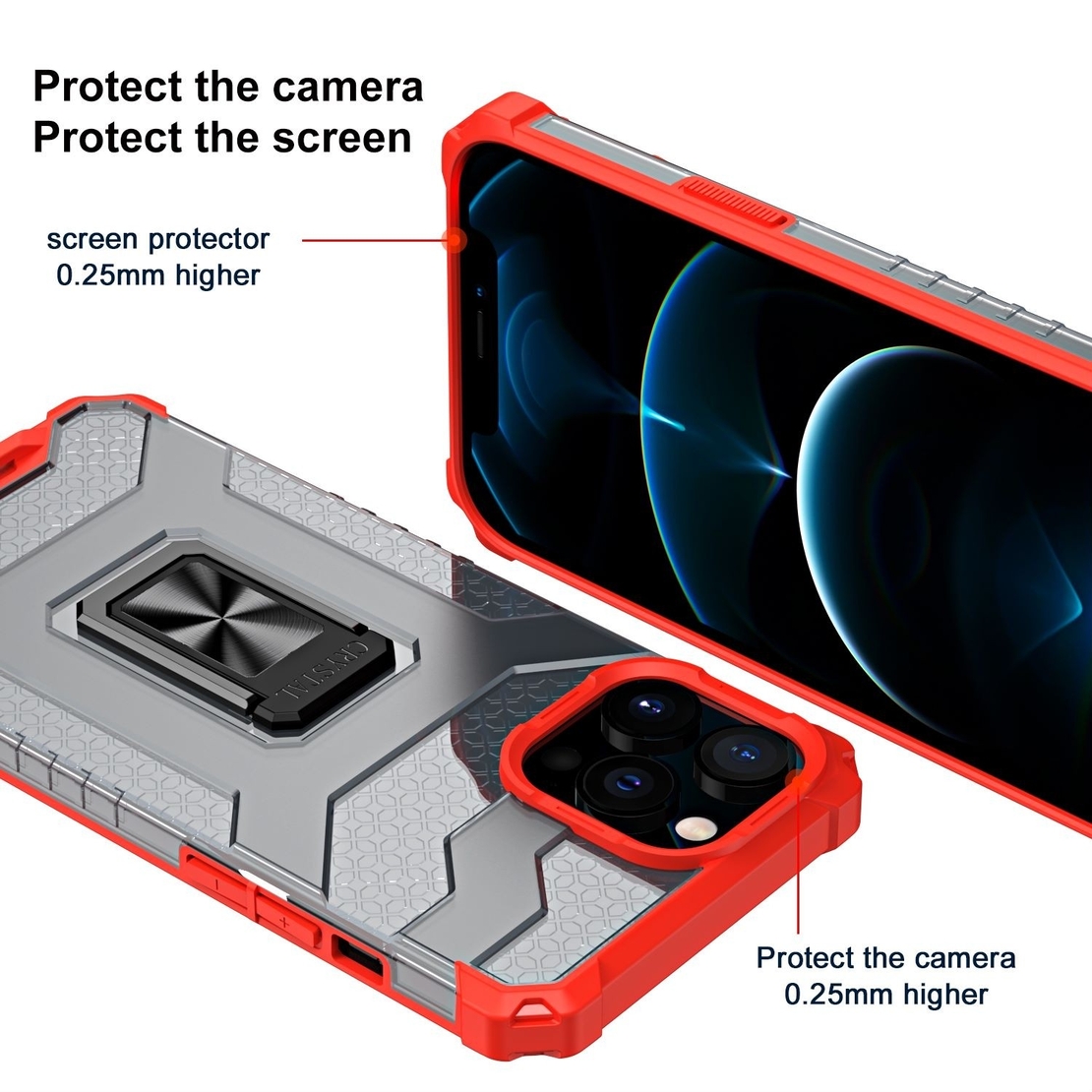 Husa de protectie Vafy compatibila cu Apple iPhone 13 Pro Max Acrylic Armor cu suport Rosu