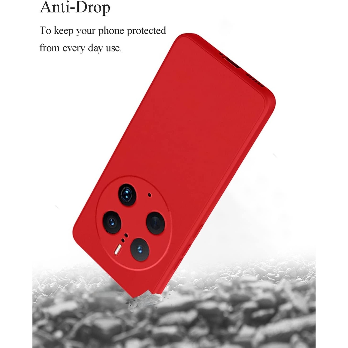 Husa de Protectie, Vafy, pentru Huawei Mate 50 Pro, Liquid Silicone, cu Microfibra pe Interior, Protectie Antisoc, Compatibil Incarcare Wireless, Rosu