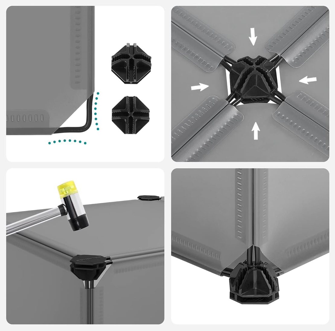 SONGMICS Dulap de depozitare pantofi modular, configurabil cu 10 compartimente, 43x31x173 cm, gri