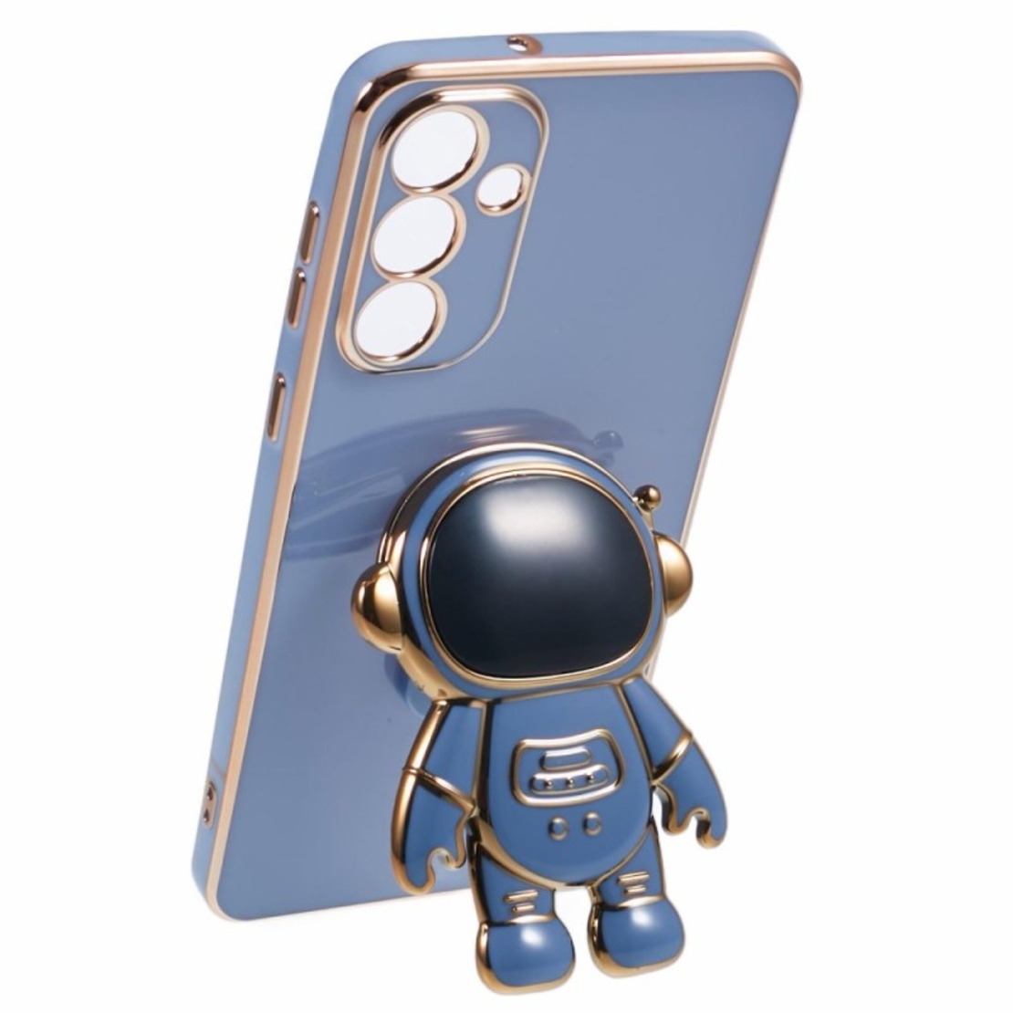 Husa Telefon 2in1, Vafy, Compatibila Samsung Galaxy S24 Plus, Carcasa TPU cu Suport Inclus Tip Astronaut, Protectie Camere, Albastru