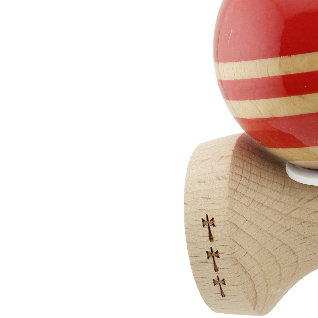 Kendama X Originala RAINBOW, Profesionala, Flippy, Cupe Mari KING SIZE V3, Super Sticky, Gaura in Baza, Rulment Metalic, din lemn 18 cm, Ata 62/65 cm, Rosu/Maro