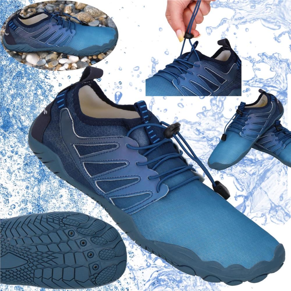 Pantofi plaja si apa, talpa cauciuc antiderapanta, material respirabil, albastru, marimea 44