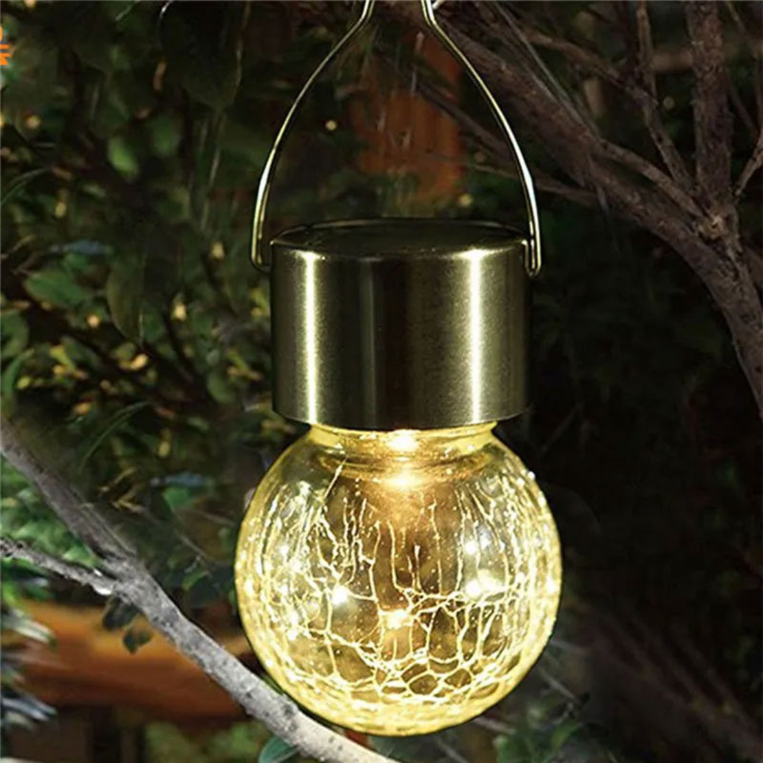 Lampa solara LED, model bec clasic, IP44 pentru exterior, 6cm, lumina calda