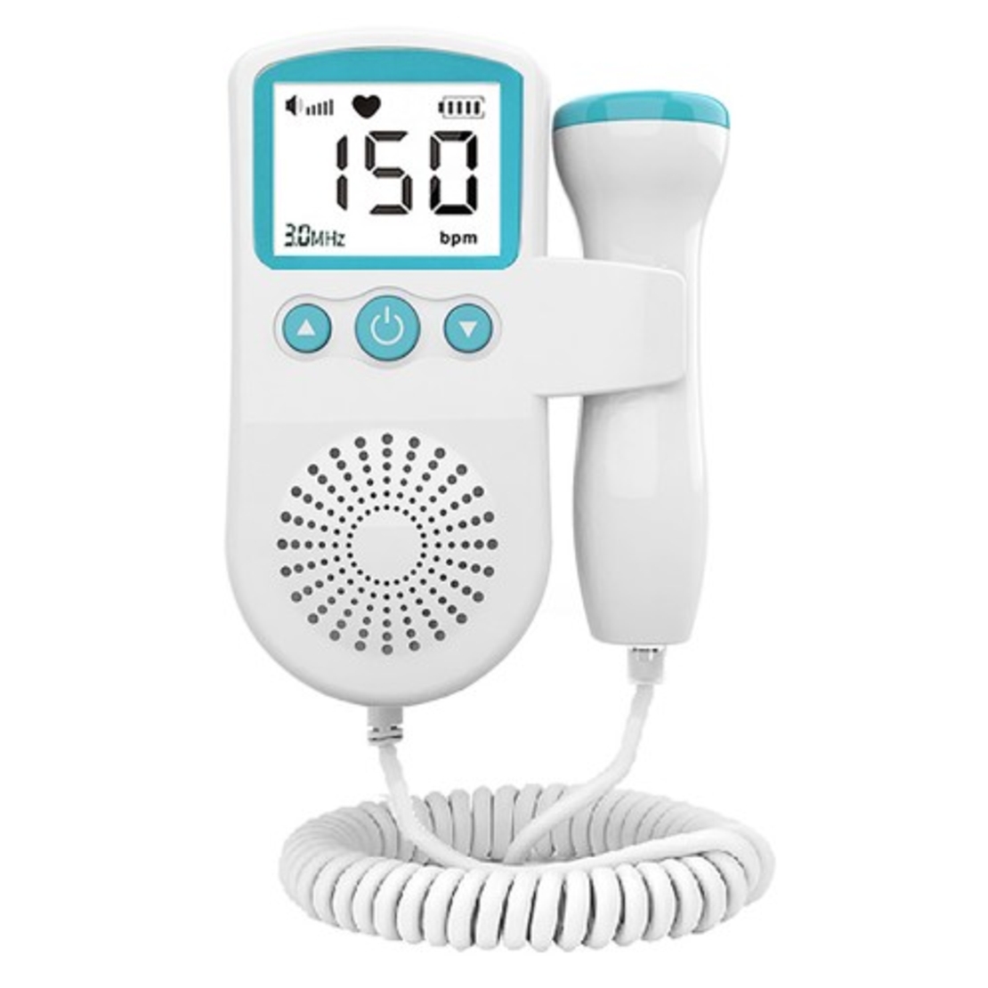 Monitor Fetal Doppler, Vafy, Monitorizare Sarcina, Ritm Cardiac, Ecran LCD 4.5 cm, 2 x Baterii AA (neincluse), Portabil, din ABS, 12.8 x 9.6 x 3 cm, Utilizare de la 9 Saptamani, Verde