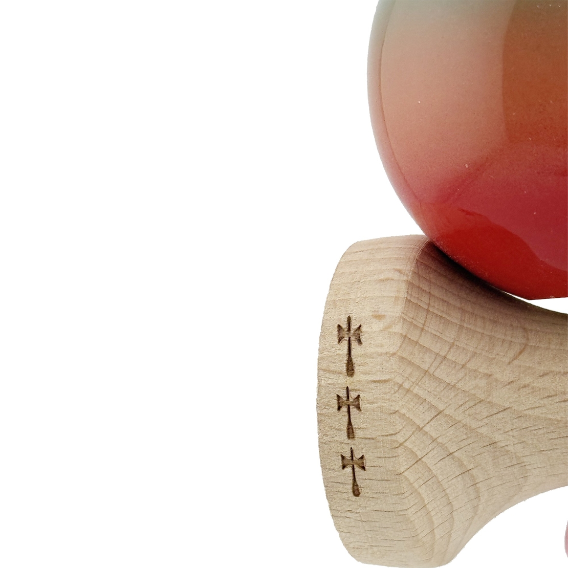 Kendama X Originala, Profesionala, Flippy, Big Cups V2, Super Sticky Cupe Mari, Rulment Metalic cu Ata 55 cm, Rosu/Verde