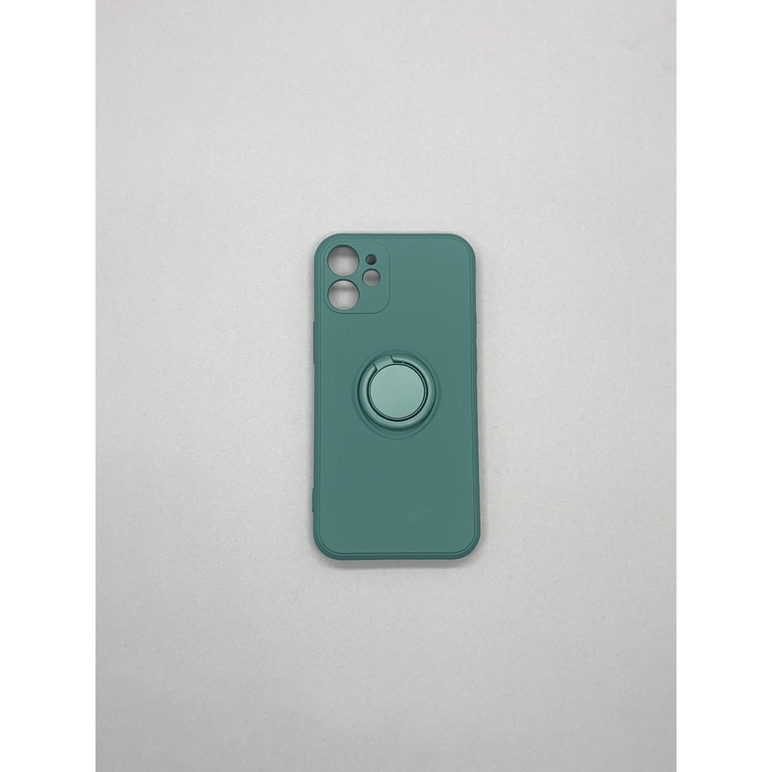 Husa protectie Vafy compatibila cu Apple iPhone 12 Liquid Silicone Ring cu suport rotativ Verde