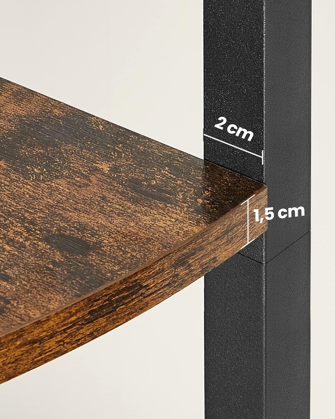 VASAGLE Biblioteca de colt cu 5 etaje, cadru metalic, stil industrial, 30x30x160 cm, maro rustic