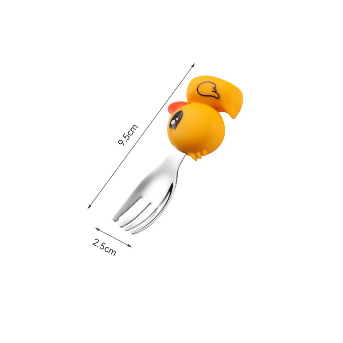 Set diversificare bebelusi Flippy, din silicon, 20 x 17.5 cm, 1 farfurie compartimentata in forma de rata, lingurita si furculita, pai, perie pai, fara alergeni, ventuza fixare, forma creativa, galben