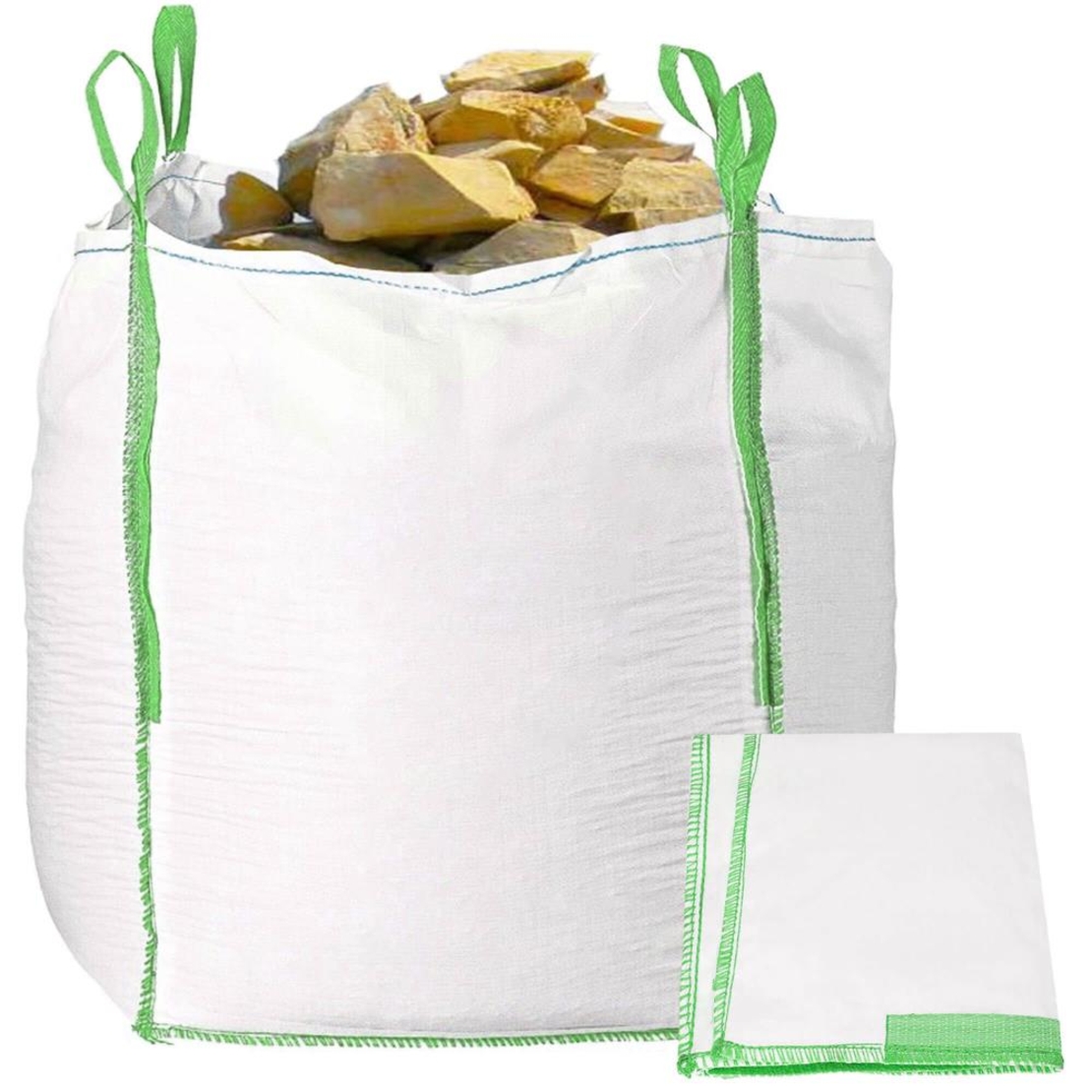 Sac gradina big bag pentru frunze si deseuri vegetale, 1000 L, 1000 kg, 90x90x120 cm, alb