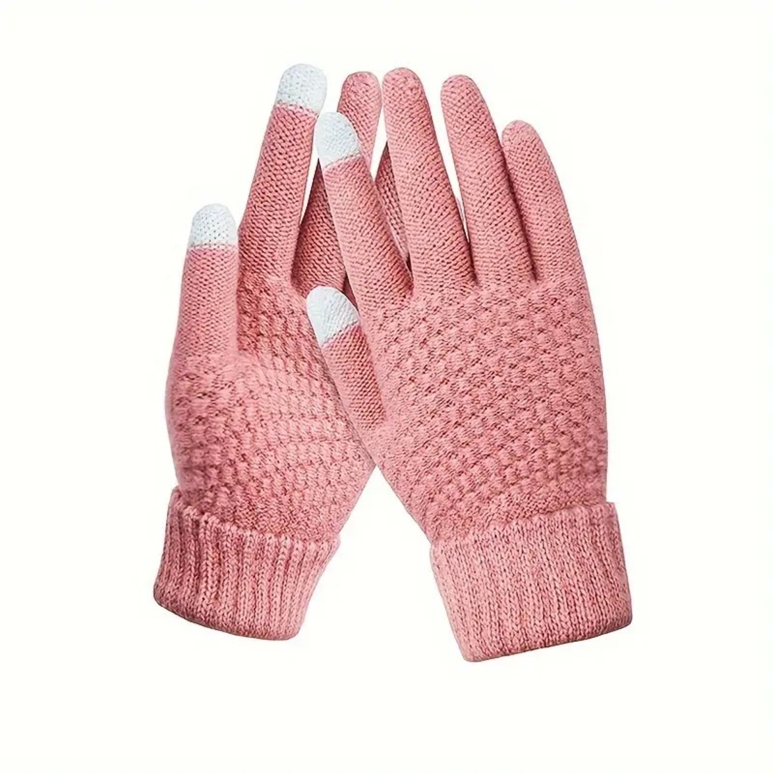 Manusi de Dama, Flippy, Functie Touchscreen (ecran tactil), Material Acril Tricotat, Manseta Elastica, Interior Catifelat, Marime Universala, Roz
