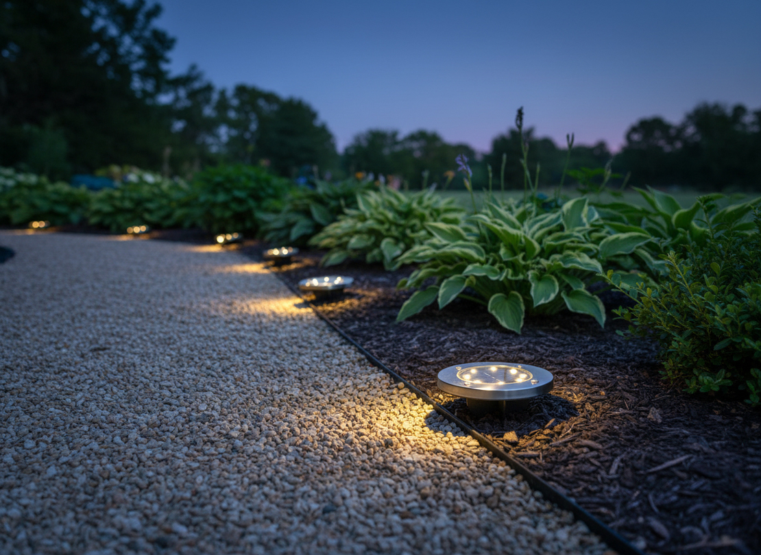 Set 4 lampi solare sol gradina cu 8 LED fiecare, iluminare alei, otel inoxidabil si plastic, 12x12x2 cm, argintiu