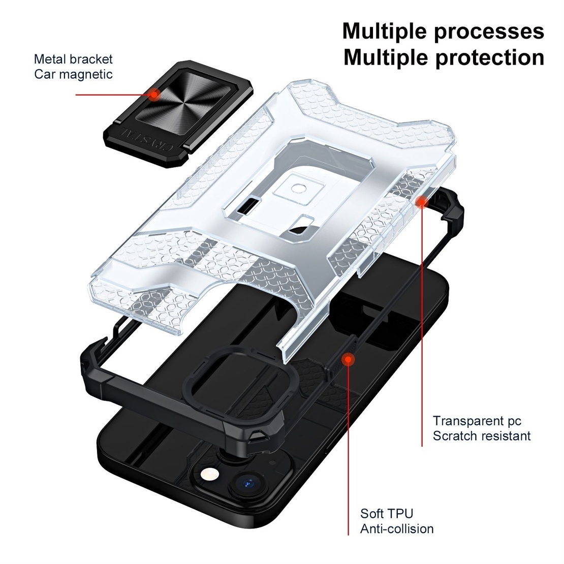 Husa de protectie Vafy compatibila cu Apple iPhone 13 Mini Acrylic Armor cu suport Negru