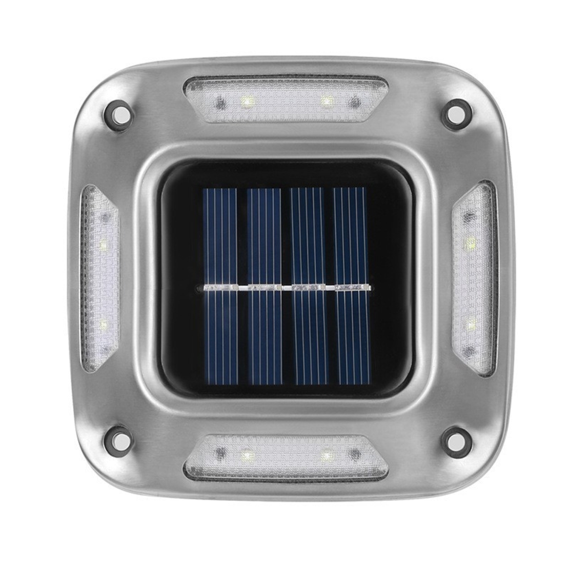 Set 4 Lampi Solare, Flippy, 8 LED-uri, IP65, din ABS+PC, 6-12 h Iluminare, Baterie 1.2 V 600 mAh, Montare pe Perete/Pamant, Lumina Alb Cald, 9 x 9 x 5.5 cm, Gri