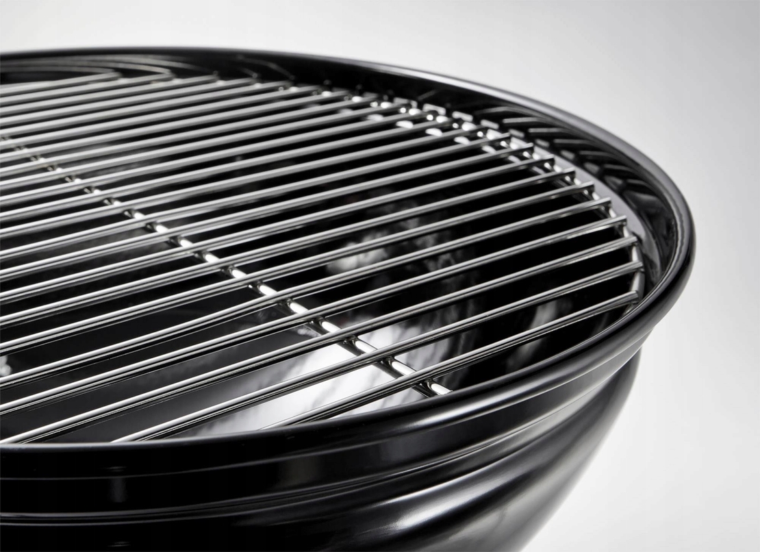 Gratar rotund, din otel, cu suport cromat, tava din inox, 43x37cm, negru