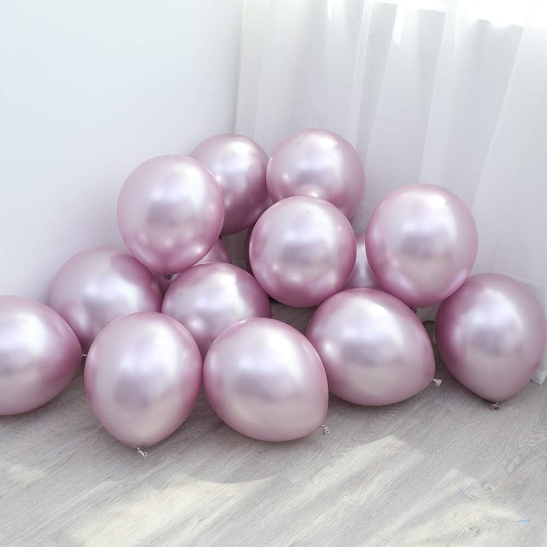 Set 12 Baloane, Flippy, din Latex Chrome, 30 cm, Mov Deschis
