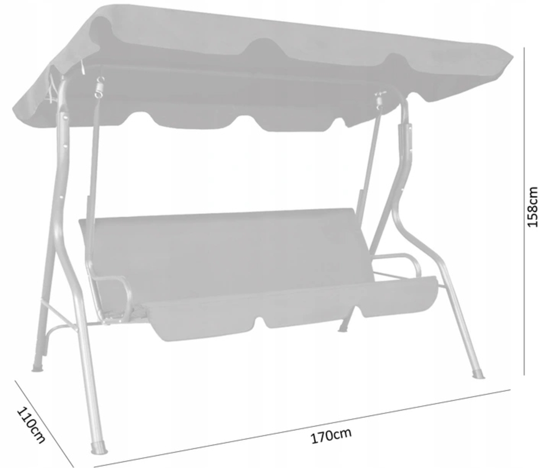 Leagan balansoar gradina Sersimo Cosenza, 3 locuri, 220kg, gri deschis