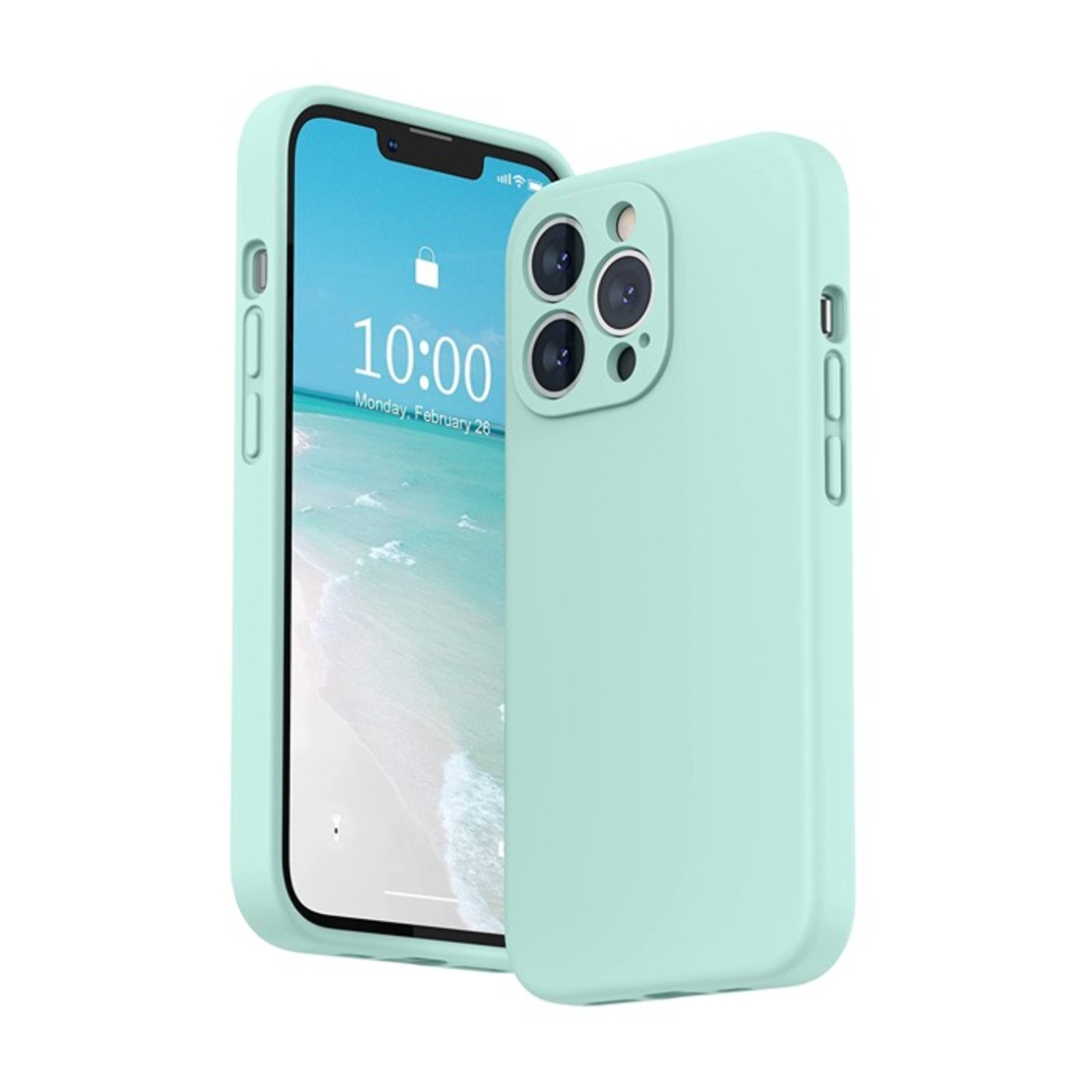 Husa pentru Apple iPhone 14 Vafy, Liquid Silicone, cu Microfibra pe interior, Protectie Antisoc, Light Cyan