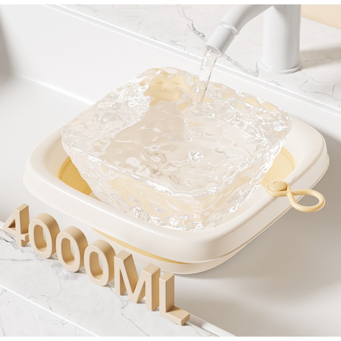Cada Pliabila pentru Baie pentru Copii, Flippy, Cadita pentru Bebelusi, Model Patrat pentru Fata, Galben, 32x27.5x3.7 cm, 4 L