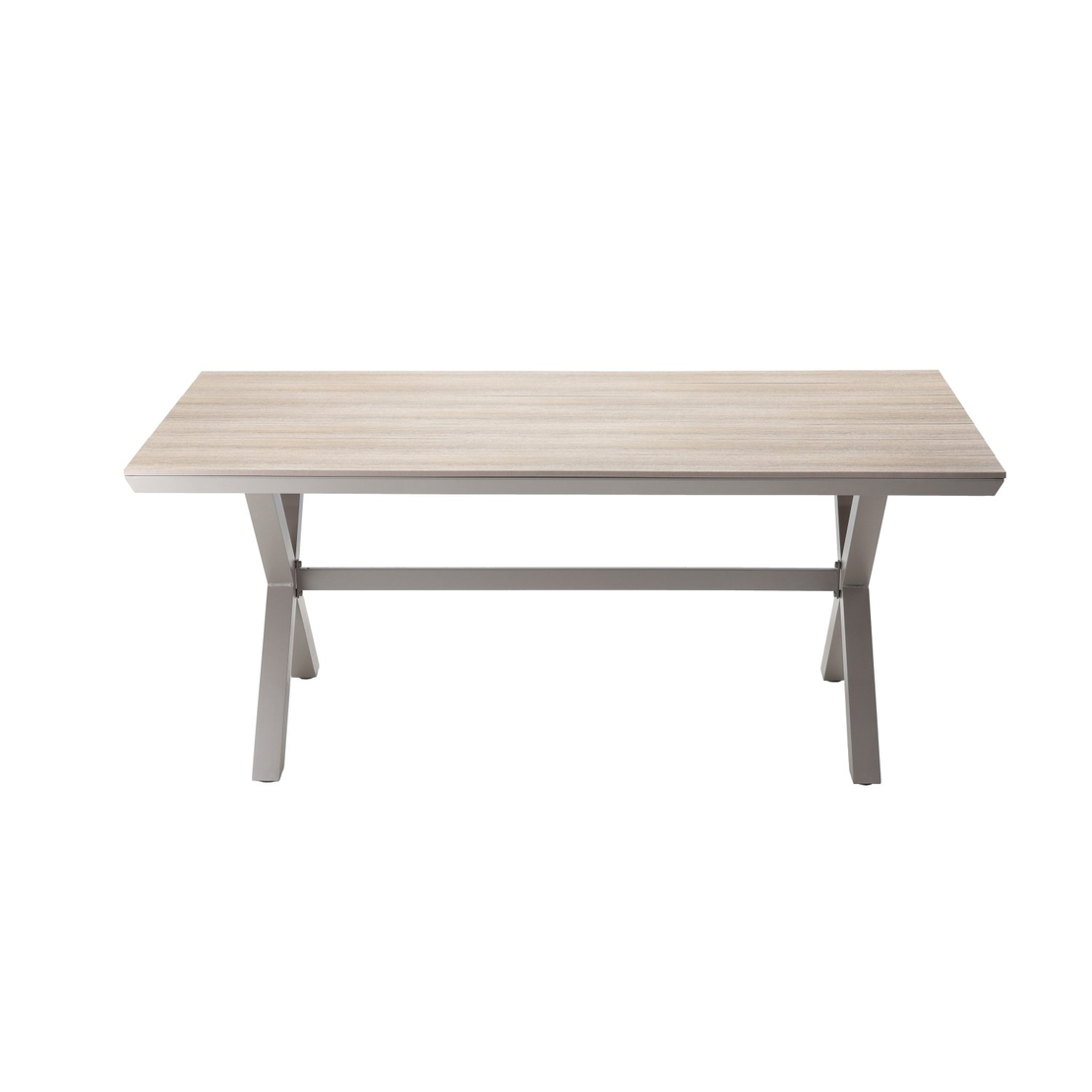 Masa pentru gradina, cadru aluminiu, blat polywood cu aspect de lemn, 180x100x75 cm, bej