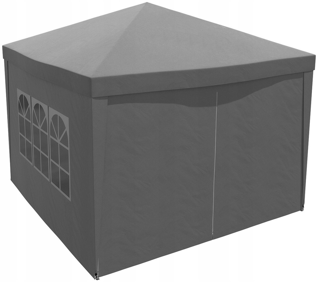 Cort pavilion de gradina pliabil automat pop-up, impermeabil, cu 4 pereti laterali, 300x300cm, gri