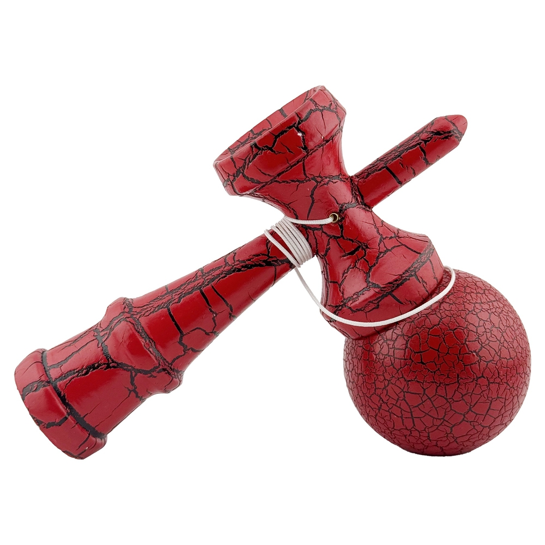 Kendama X Originala, Profesionala, Flippy, Kendama Cracked, din Lemn, 18 cm, Rosu/Negru