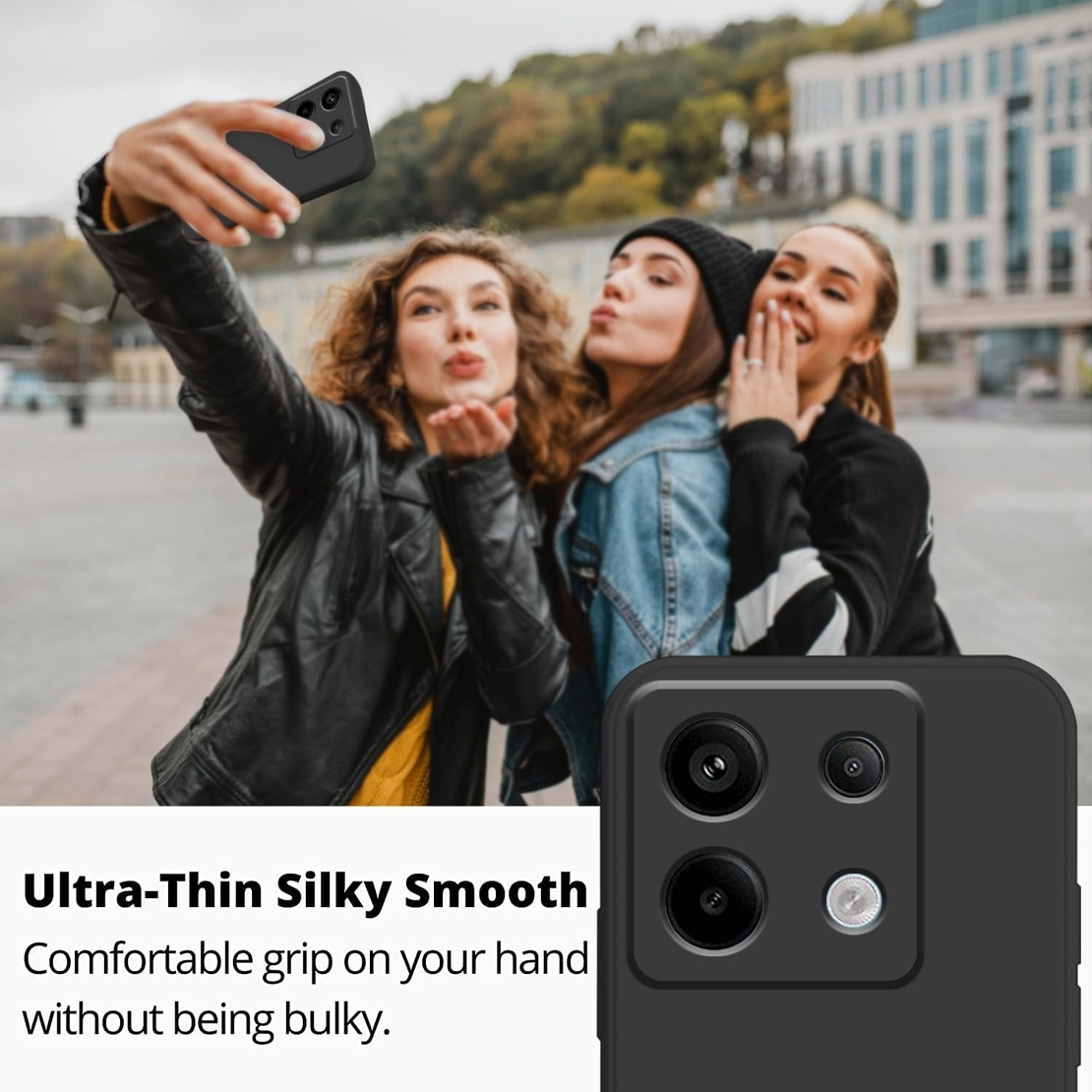 Husa de Protectie, Vafy, pentru Xiaomi Redmi Note 13 5G, Liquid Silicone, cu Microfibra pe Interior, Protectie Antisoc, Compatibil Incarcare Wireless, Negru